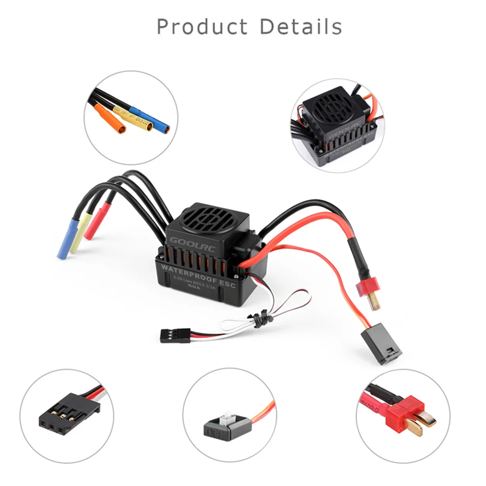 GoolRC-Moteur sans balais étanche, mise à niveau 3650, 4300KV, 60A, ensemble de chlore ESC étanche pour camion de voiture RC à échelle 1/10