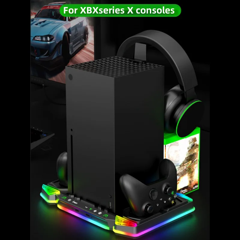 Xbox Series X Spielekonsole, Multifunktions-Lüfterbasis mit Griff, Dual-Charge,