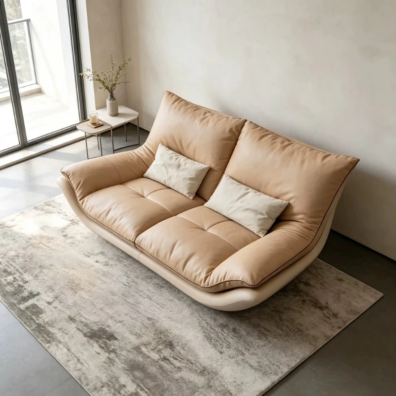 Fiberglass Frame Double Sofa Chair Comfortable Leather Cushion Leisure Chair