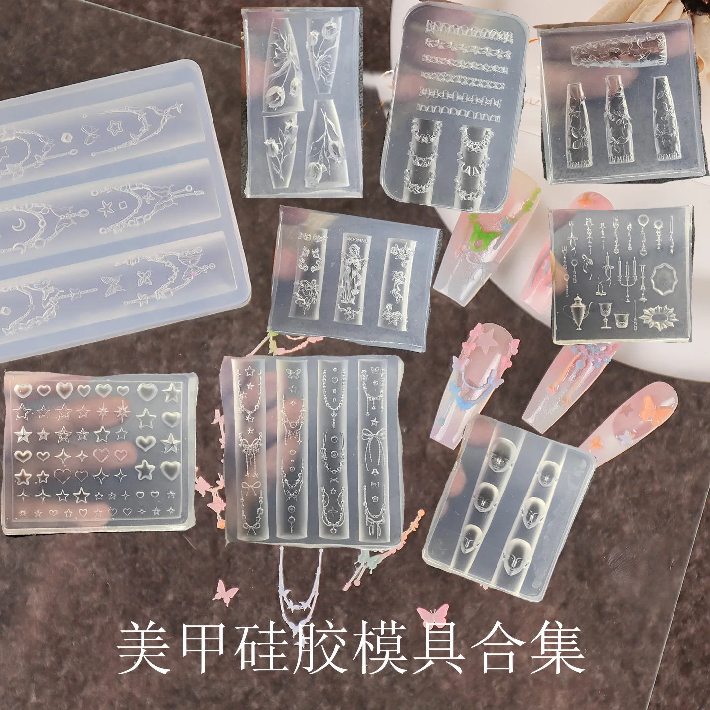 

Transparent Manicure Silicone Christmas Tree Bow Butterfly Apple Blossom Mold Nail Artist Mould Jewelry DIY Handmade Art Tool