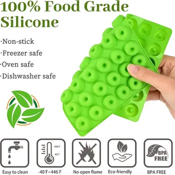 4件組糖果模具矽膠巧克力模具DIY冰蛋糕恐龍/熊/心型與迷你甜甜圈情人節派對烘焙模具 8 最佳銷售 迷你矽膠模具 - №7