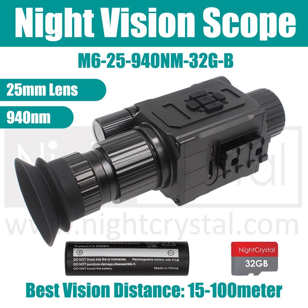 Visor Nocturno NightCrystal M6 Megaorei NK008 Plus para Caza, Monocular Infrarrojo, Cámara Táctica para Caza, Camping y Senderismo