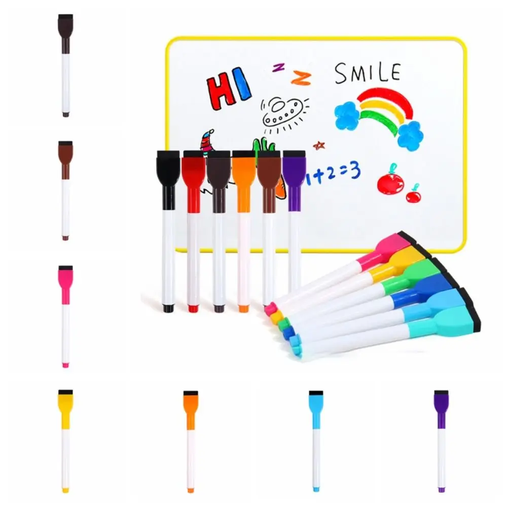 Portable Colorful Whiteboard Marker Erasable Waterborne Brush Water Color Pens Magneticless Multifunction Drawing Pen