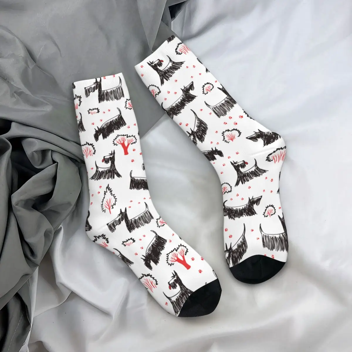 Scottish Terrier Dogs Socks 남성 여성 선물 동물 강아지 애인 양말 하라주쿠 봄 여름 가을 겨울 양말, 선물