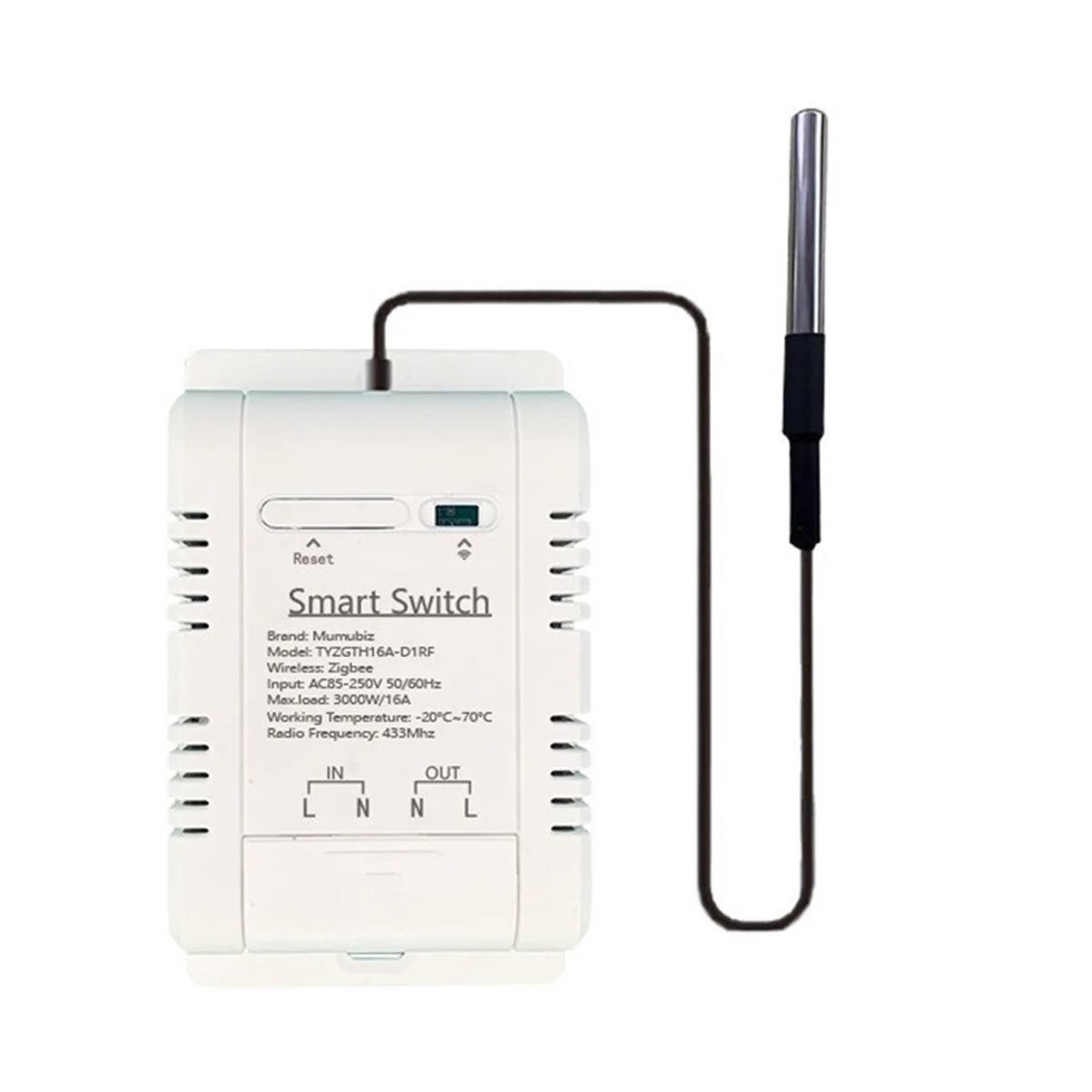 

ABWG-For Tuya Zigbee Smart Switch with Temperature Sensor 16A 3000W Wireless Smart Switch for Alexa Google Home Yandex