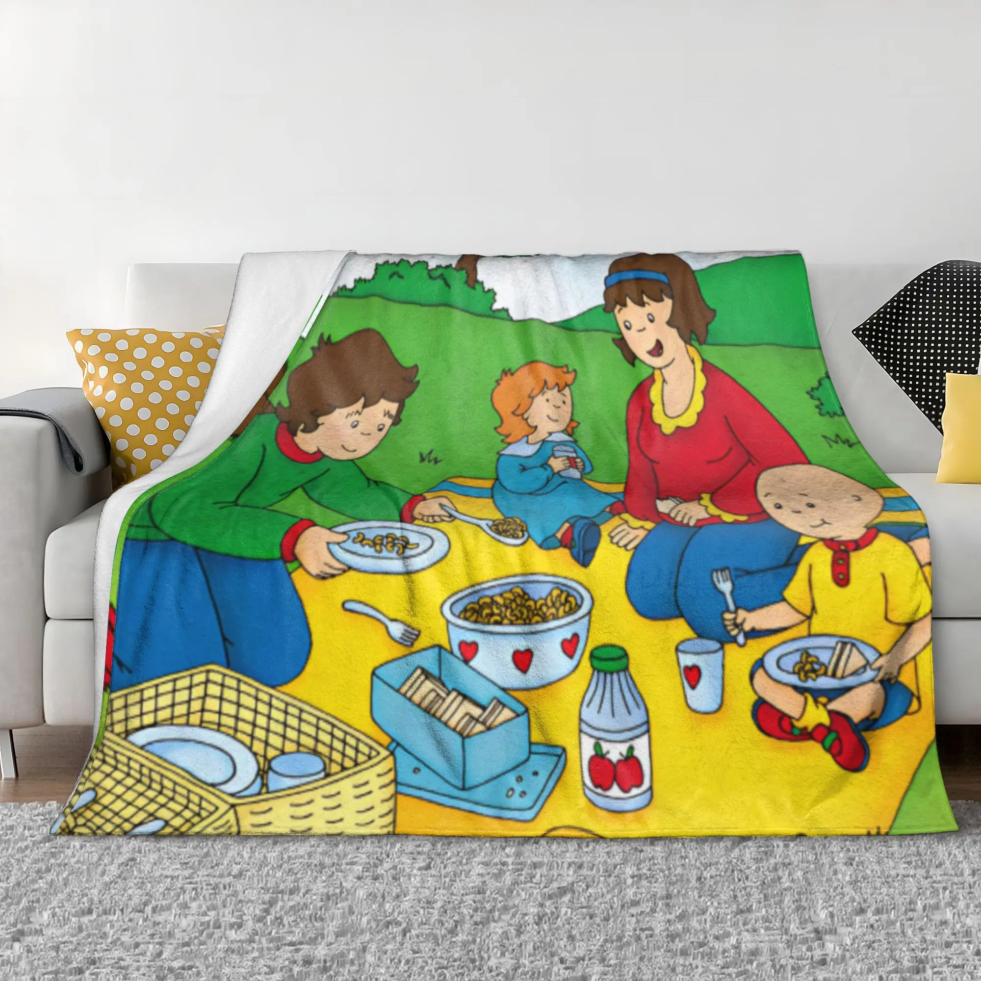 Caillou Animation Cartoon Blanket Fleece Spring/Autumn Anime Family Picnic Portable Warm Throw Blankets for Sofa Bedding Throws