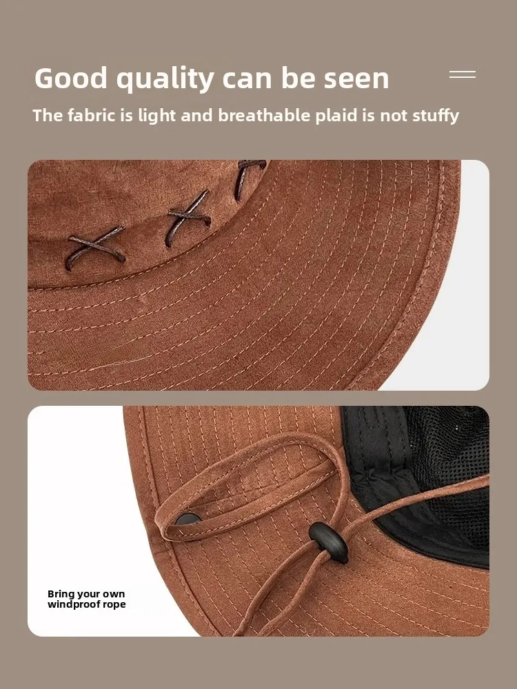 

American Retro Western Cowboy Hat Women Summer Spicy Outdoor Sun Protection Large Brim Mountain Climbing Fiing Cap