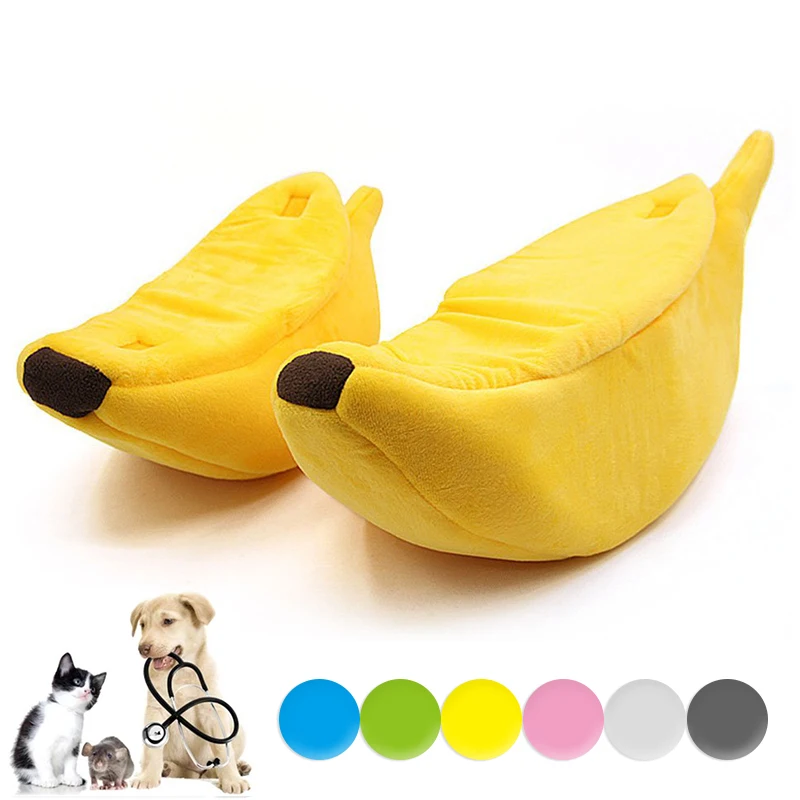 Banana Boat Shaped Cat Bed Four Seasons Warm Cat Apartment Cat House Closed Cat Nest Cute Portable Washable Puppy Kennel Pet Bed