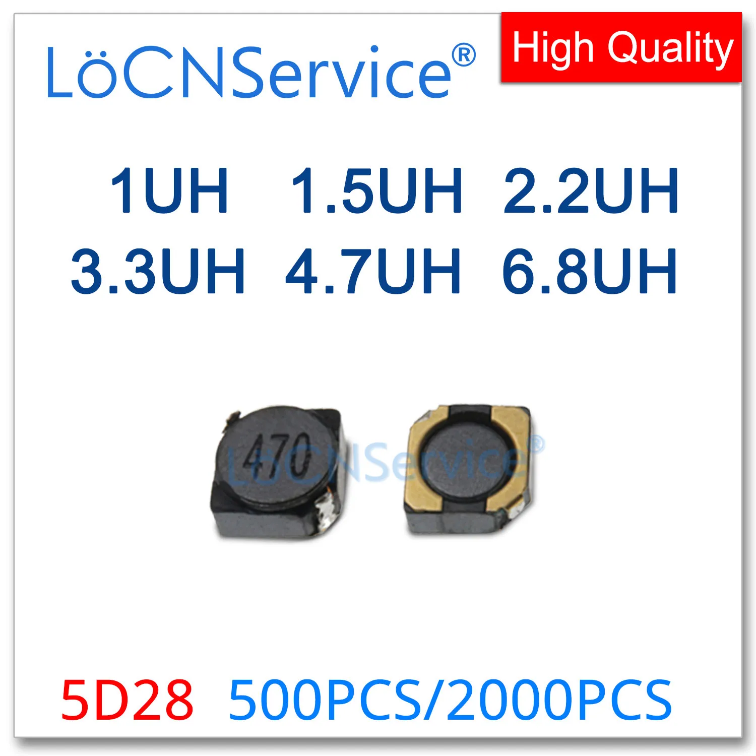 LoCNService 500PCS 2000PCS 5D28 5.7*5.7*3.2mm SMD 1UH 1.5UH 2.2UH 3.3UH 4.7UH 6.8UH SMT Shielded Power Inductors