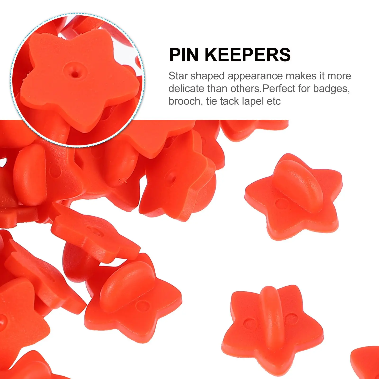 

100PCS Star Shaped Badge Accessories Pin Backs Hat Pins Butterfly Cap Red Plastic Lightweight Craft Supplies Jewelry Making