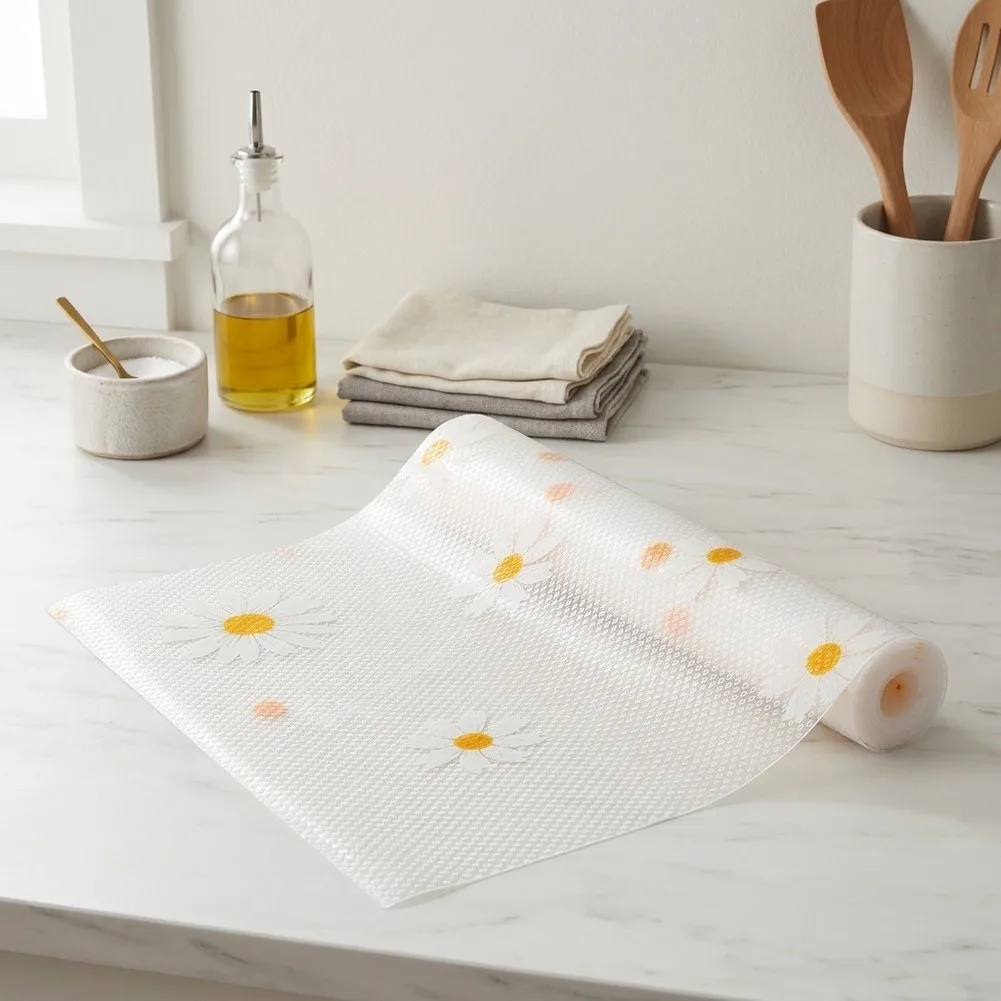 30 x 45cm Floral Table Mats EVA Set of 6 Waterproof Drawer Liners for Kitchen Cabinet Shelf Shoe Rack Organizer