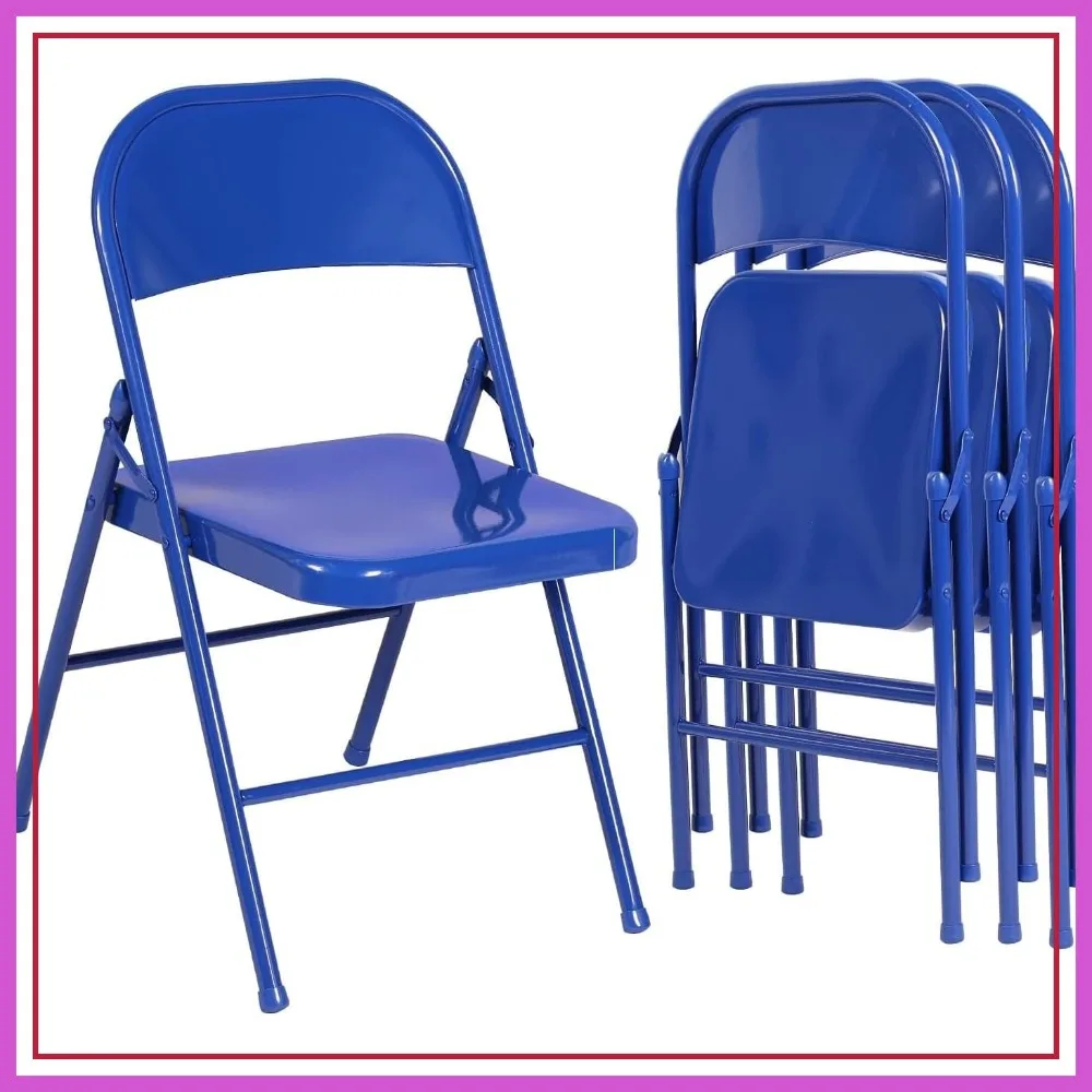 

Metal Folding Chairs 4 Pack, Double Hinged Steel Frame, Easy Foldable & Stackable for Office Kitchen Dining Wedding Patio Garden
