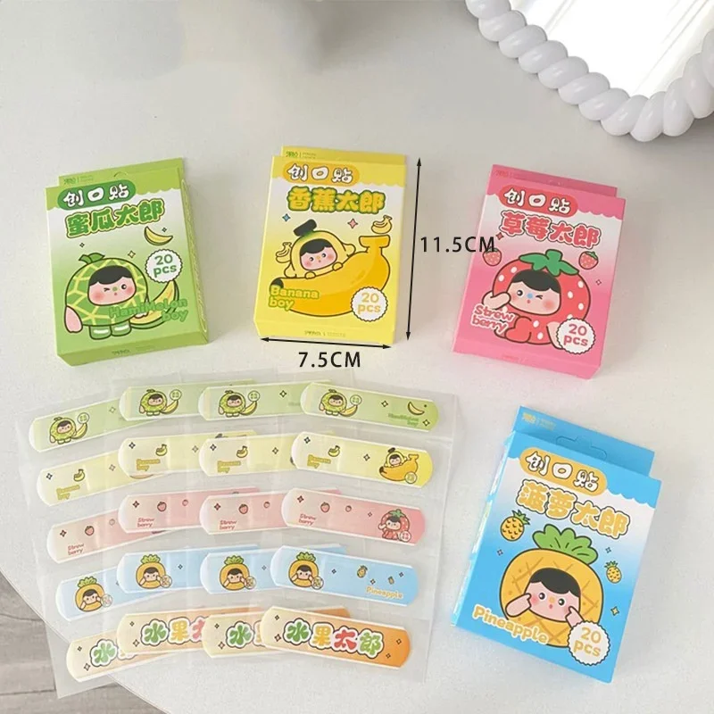 20piece Kawaii Banaids for Kids Cute Cartoon Emergency Hemostatic Plaster Patch Waterproof Breathable Dressing Adhesive Bandages