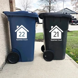 3Pcs Wheelie Bin Vinyl Stickers Personalized Street House Number Container Stickers Waterproof Removable Outdoor Trash Stickers