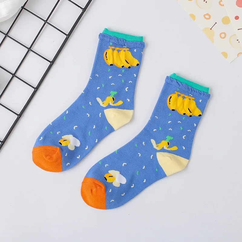 Chaussettes mi-longues à nervures à bulles pour femmes, gels de fruits de dessin animé Harvey, chaussettes carillons douces et décontractées, vente en gros, nouveau produit