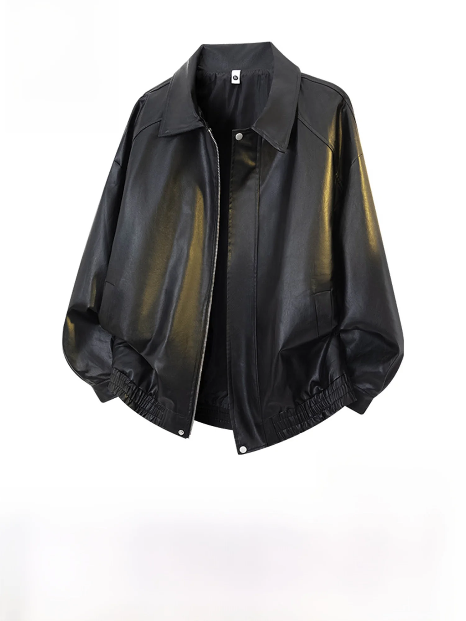 

True Weave American Retro Leather Jaet Men's Loose Versatile Motorcycle Jaet Fall Winter Casual Sle Zipper Closure