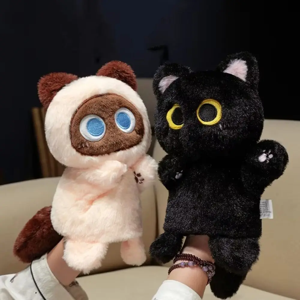 Gato animal mão fantoche simulação storytelling brinquedos de gato de pelúcia macio educação precoce mão dedo história fantoche interativo