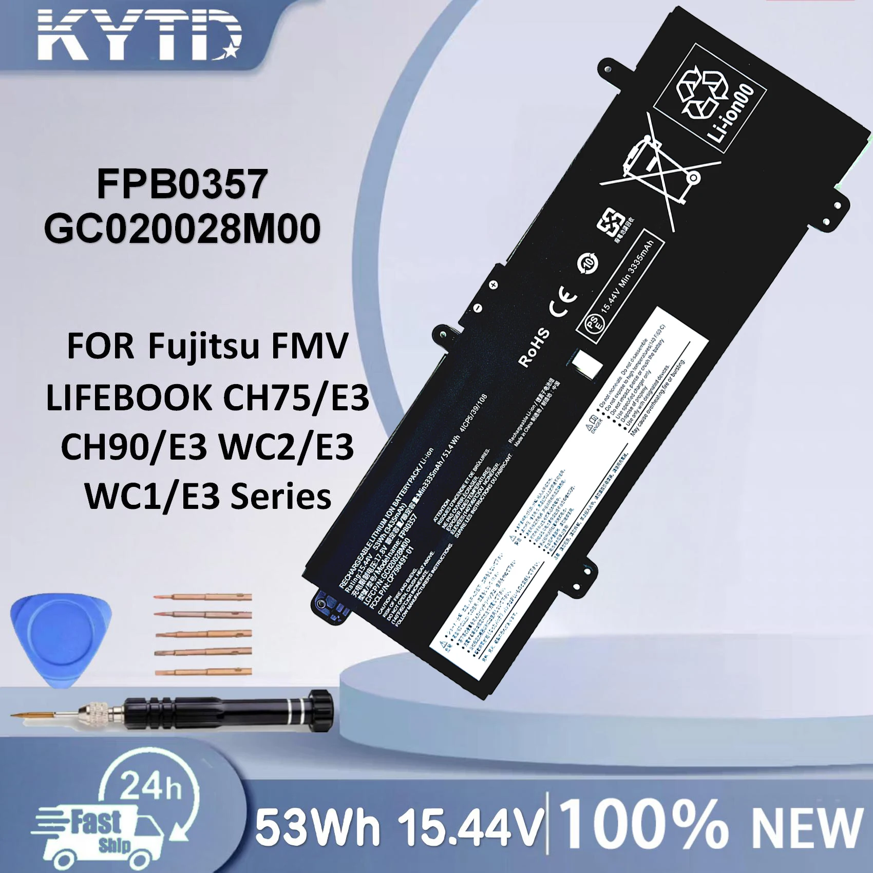 KYTD FPB0357 Laptop Battery For Fujitsu FMV LIFEBOOK CH75/E3 CH90/E3 WC2/E3 WC1/E3 Series FMVC75E3M ROZ00431 GC020028M00
