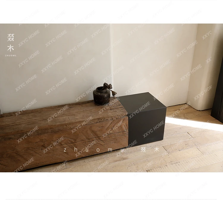 X-S  Industrial wind TV cabinet Japanese-style   creative  Solid wood floor cabinet HG