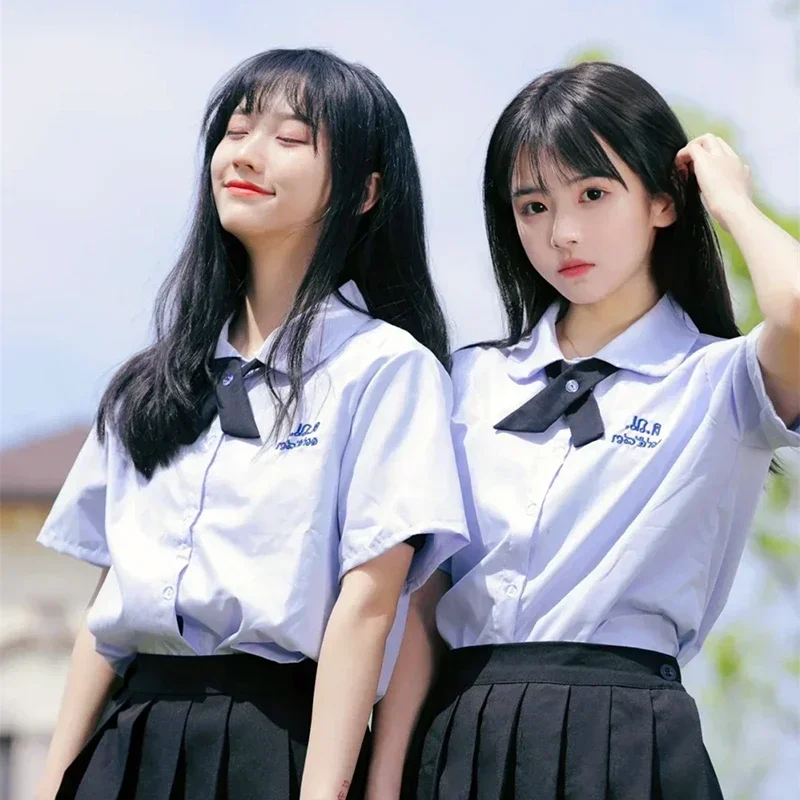 男の子と女の子のための制服セット、タイjk dk紫色のシャツ、プリーツスカート、完全な学生服、タイの大学の衣装、mn8