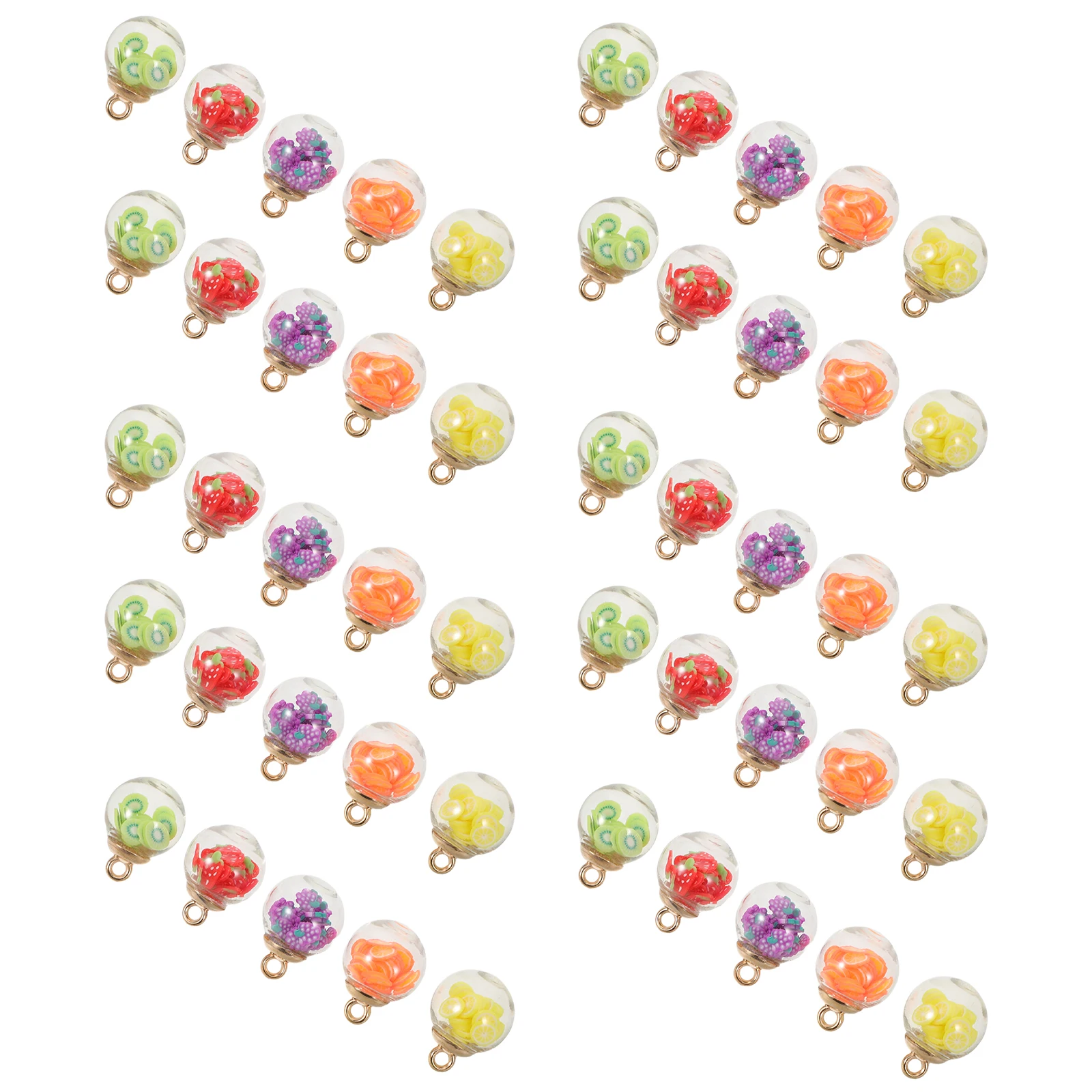 

50pcs Colorful Glass Ball Charms 16Mm Fruit Slice Fillings Reusable Diy Jewelry Making Pendants Earring Bracelet Necklace