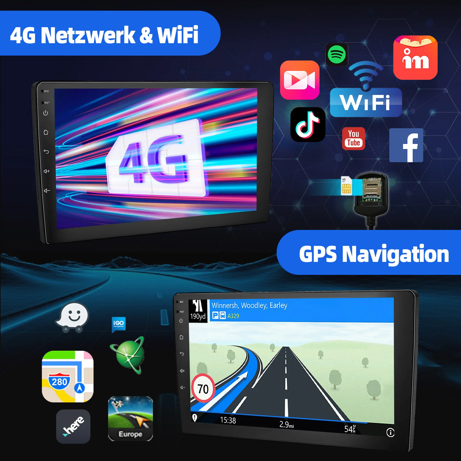 ESSGOO 9 "QLED شاشة 2DIN أندرويد 14 6 + 128G راديو ستيريو للسيارة لاسلكي Carplay أندرويد Auto BT GPS NAVI RDS 4G WiFi FM وحدة الرأس #5