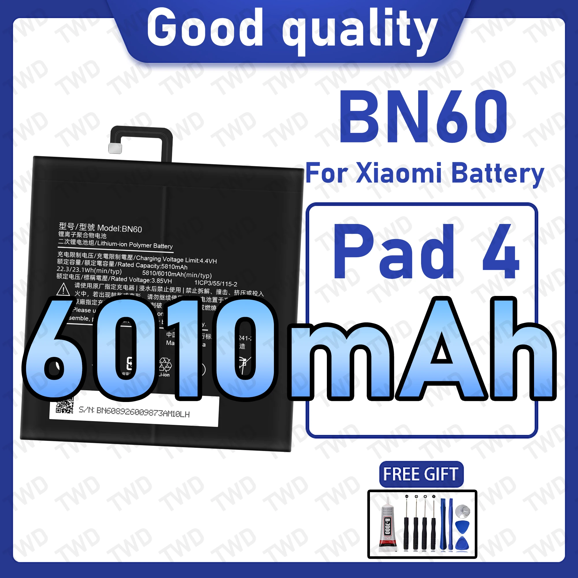 

BN60 Аккумулятор большой емкости для Xiaomi PAD 4/tAB 4, новые аккумуляторы высокого качества + бесплатные инструменты