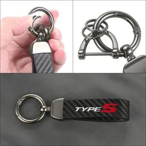 Loại Keychain Honda Civic Type s, Keychain xe hơi, Phụ kiện kiểu sáng tạo, Mẫu sợi carbon, Tự 10 Chaves bán hàng chính Honda Type R - №7