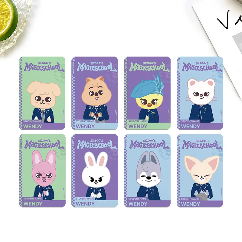 8pcs Stray Kids Cartoon Character Small Card Collection Card Random Card Collection Card Hwang Hyun-Jin Lee Yong-Bok Surrounding