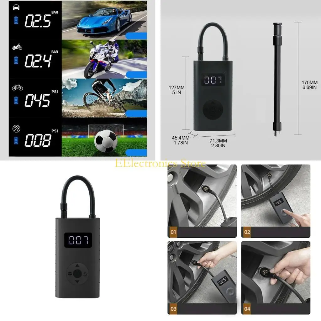 

B03C Digital Electric Car Tires Air Small Portable Car Bike Tire Soccer