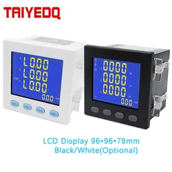 LCD Three Phase Panel Meter V A Hz cos kWh Electricity Meter Multi Function Watt Hour 5A Ampere volt Power Factor  Meter