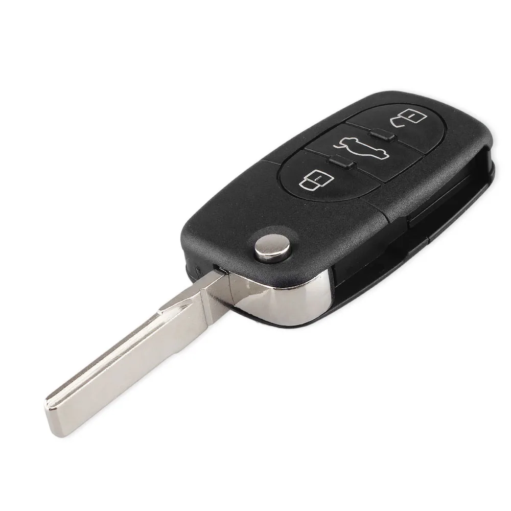 KEYYOU Replacement 3 Buttons Flip Car Key Case Shell Fob For Audi TT A4 A6 A8 Quattro With Blade CR1620