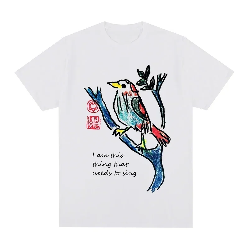 

Fun design, cute little birds, 100% pure cotton men's clothing for summer, fashionable outdoor sports, casual short-sleeved top
