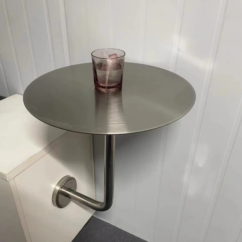 Modern Wall-Mounted Stainless Steel Bistro Table Minimalist Breakfast Nook Booth Seating for Home And Cafe