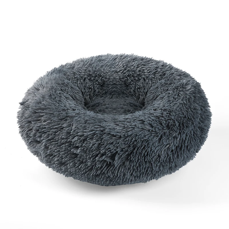 

Comfortable waterproof plush donut round dog bed soft wash cat bed removable pet pad
