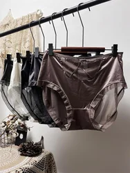 Summer Ultra-thin Transparent Women Panties Large Size Milk Silk Mesh Sexy Lace Satin Panties Plus Size Women Underwear Female