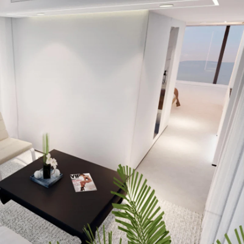 كابينة أبل جاهزة حديثة قابلة للتوسيع - تصميم بيت الحاوية وكبسولة الفضاء، هيكل منزلق، كابينة Apple Pod الذكية #6