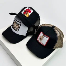 Sombreros de béisbol con bordado de animales de dibujos animados para hombre y mujer, gorras de camión transpirables informales, sombrilla de bloque de Color, malla versátil, nueva moda