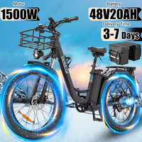 Electric Bicycle 1500W Powerful Motor 48V20AH Battery with Basket Camping Travel Electric Bike 26*4 Inch Fat Tire Mountain Ebike