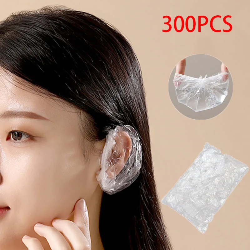 

300 шт. одноразовых прозрачных наушников для парикмахерских, защита ушей, защита от краски для волос, инструмент для укладки волос