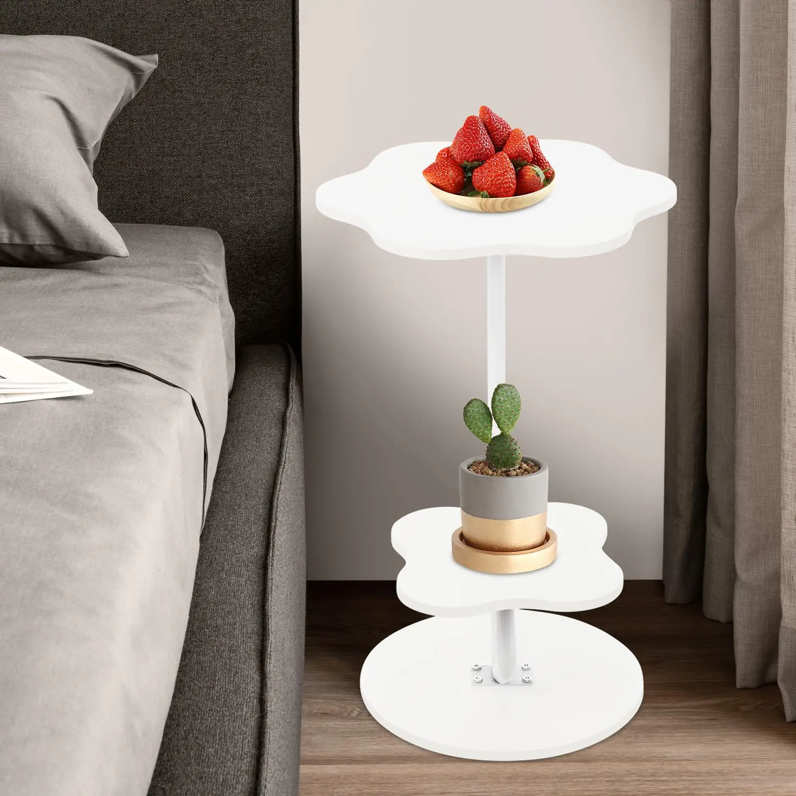 طاولة جانبية للأريكة بطبقتين على شكل زهرة، طاولة نهاية صغيرة، طاولة قهوة حديثة معي