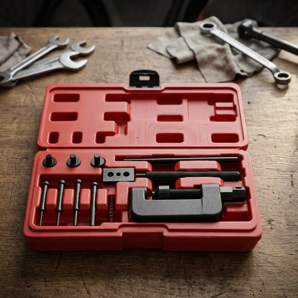 Chain Breaker Tool Kit for #35 through #630 Chains with Chromium Vanadium Construction and Precision Fit Breaking Tips