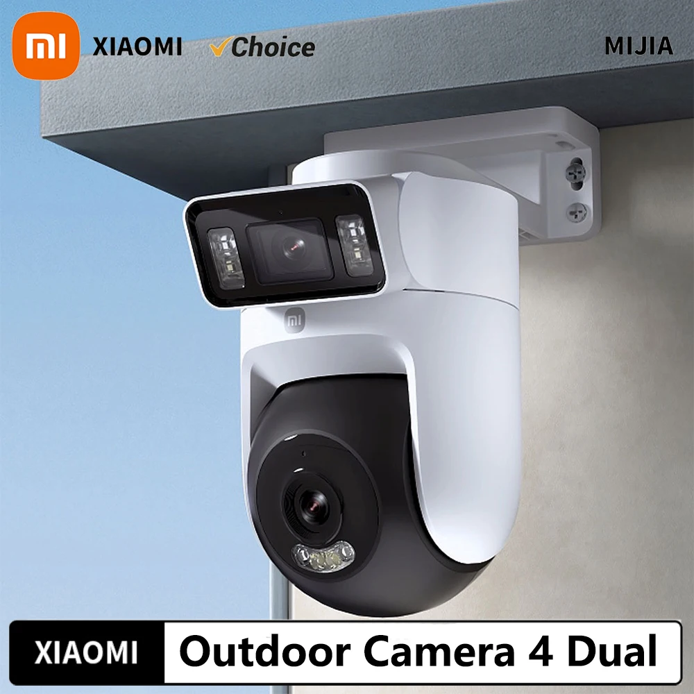 New Xiaomi Outdoor Camera 4 Dual Lens 5MP 3K HD Dual View Monitoring Panoramic Closeup Tracking IP66 Weatherproof AntiTheft CN
