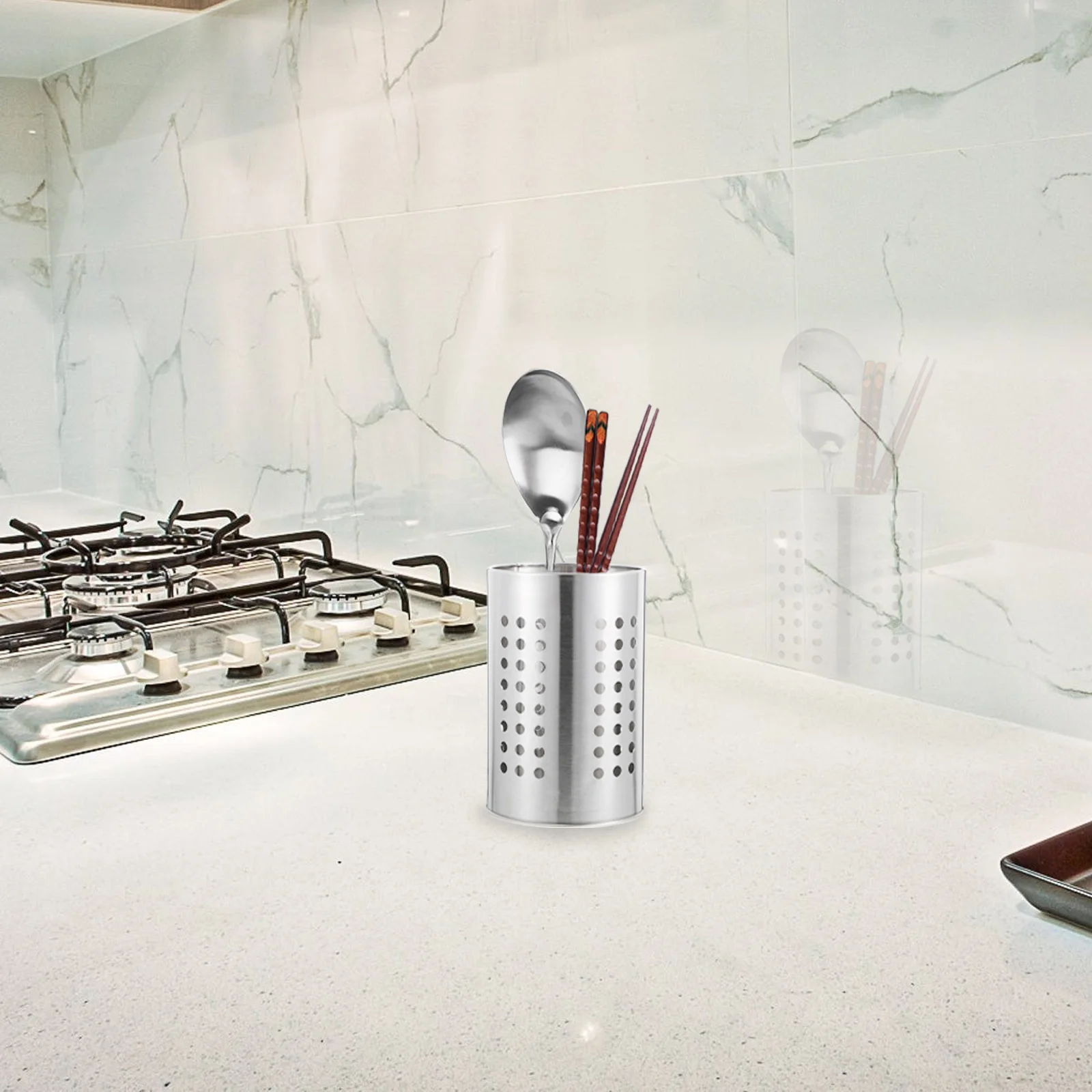 

2Pcs Stainless Steel Tableware Storage Container for Kitchen Desktop Flatware Organization Stylish and Simple Storage Container