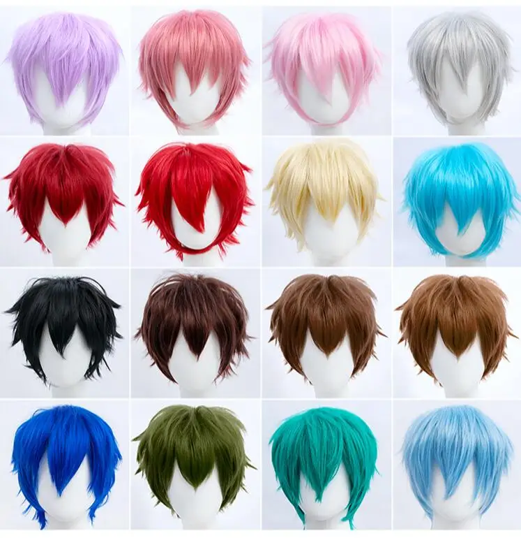 cosplay Wig short hair Sky blue Silver light pink brown Taro green Party synthetic wig