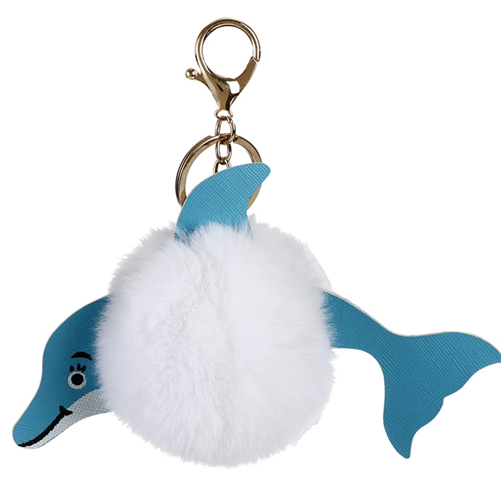 

4 Pcs Dolphin Keychain Holder Hairball Keychains Car Stylish Ring Small Gift