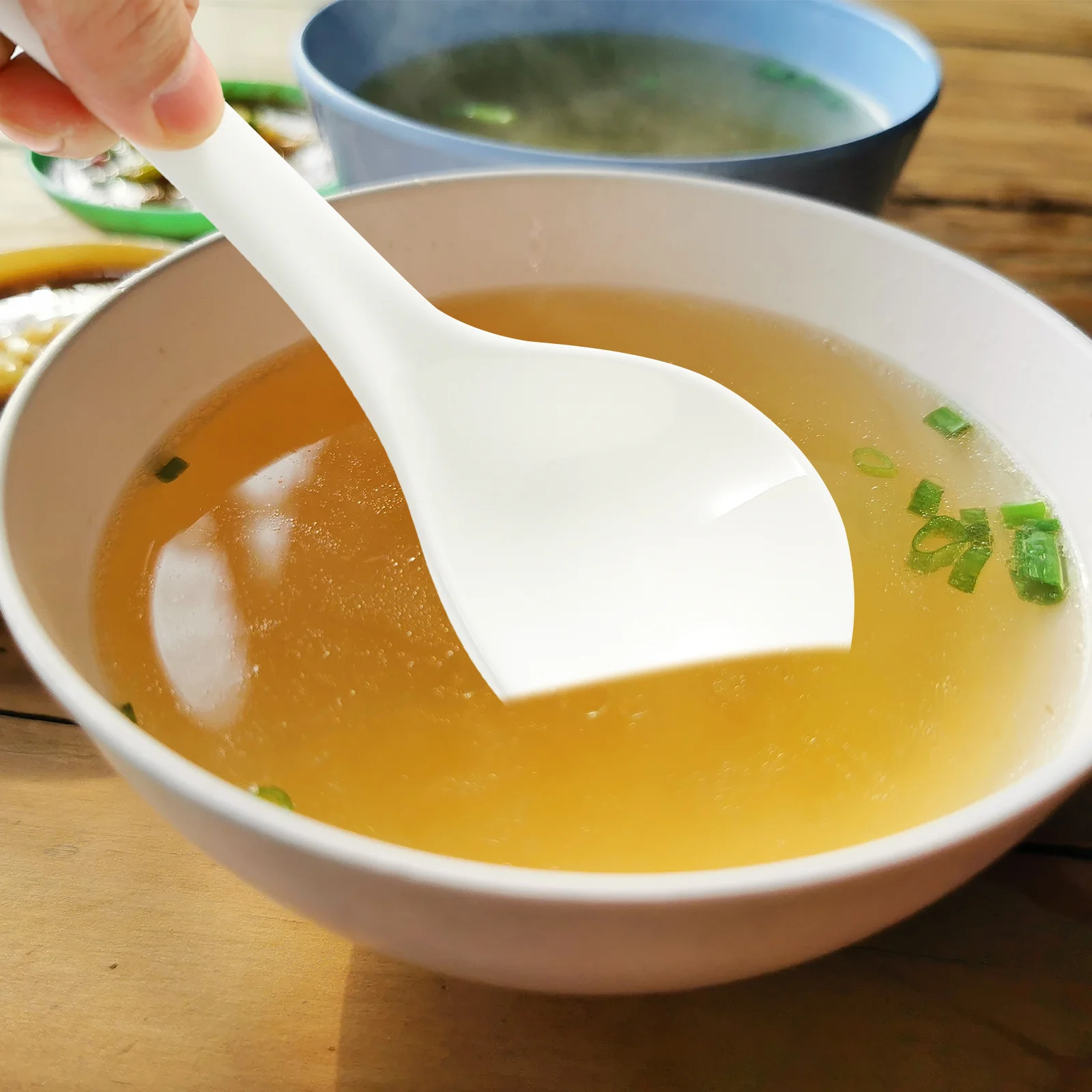 

1Set Porcelain Ceramic Soup Spoons Large Heavy Duty Non Oil Easy Clean Kitchen Gadgets Gift for Family