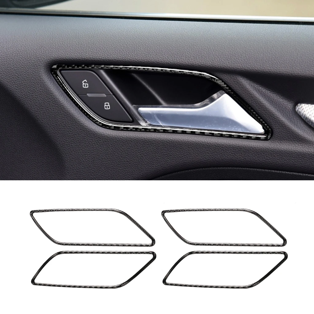 

4Pcs Car Inner Door Handle Frame Decoration Carbon Fiber Strip Stickers For Audi A3 8V 14-19 Automobiles Interior Accessories