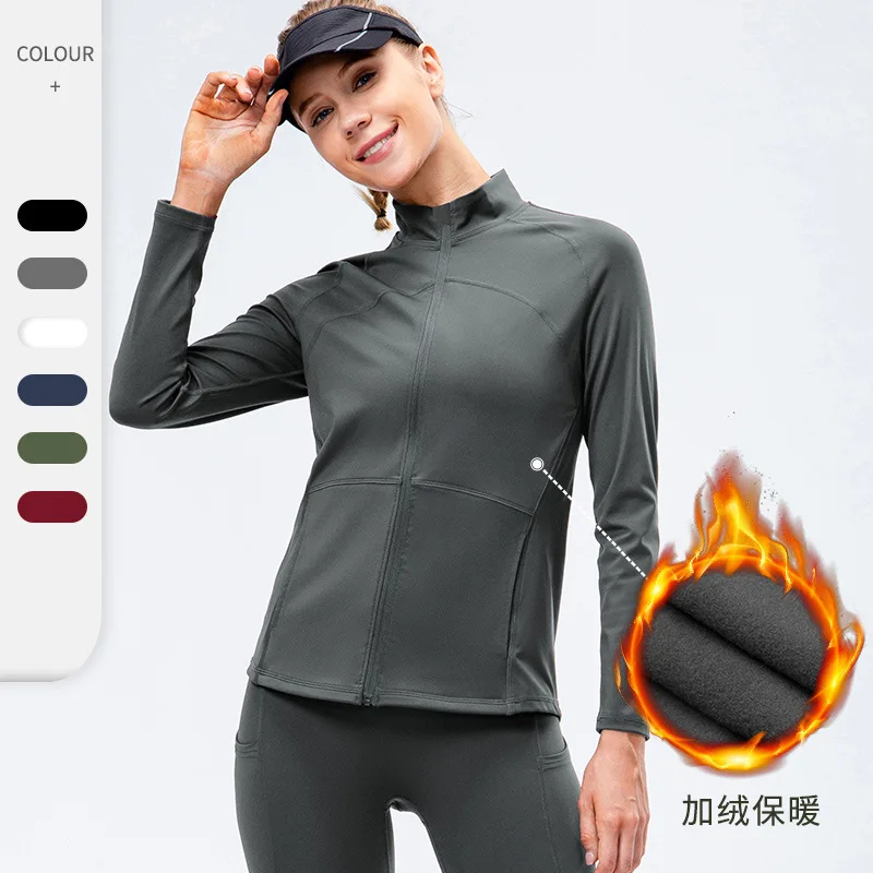 Winter Warm Women Workout Tops Sport Jacket Zipper Yoga Slim Fit Running Long Sleeves Clothes Push Up Fitness Shirt Hiking New