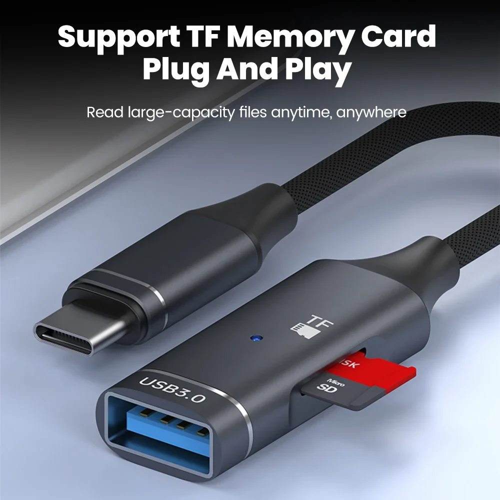 Otg tipo c para usb 3.0 cabo adaptador usb a fêmea para tipo c macho adaptador leitor de cartão tf para iphone 15 16 samsung tipo c adaptador